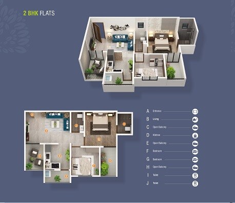Floor plan of 2 BHK 643 Sq. Ft. Apartment in Tanish Park, Pune