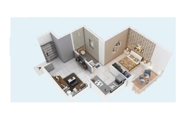 Floor plan of 1 BHK 295 Sq. Ft. Apartment in Tanish Pearls, Pune