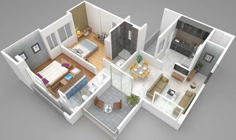 Floor plan of 2 BHK 502 Sq. Ft. Apartment in Tara Westbrook, Pune