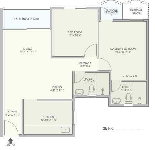 2 BHK 624 Sq. Ft. Apartment