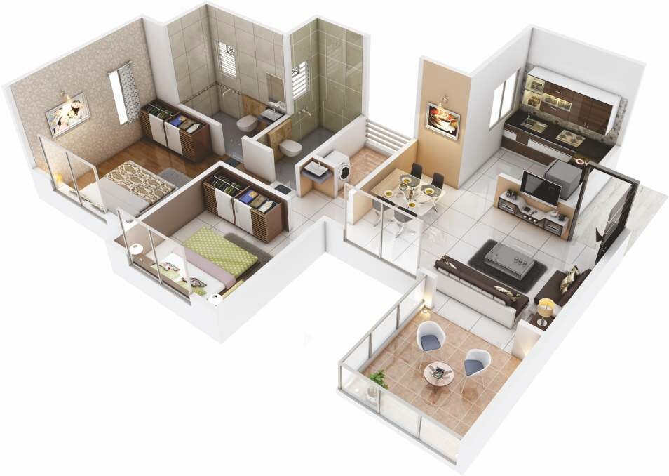 Floor plan of 2 BHK 472 Sq. Ft. Apartment in Tatvam V Uptown, Pune