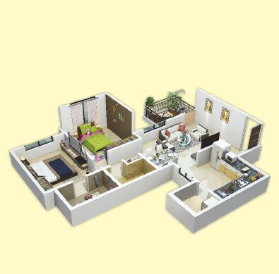 2 BHK 389 Sq. Ft. Apartment