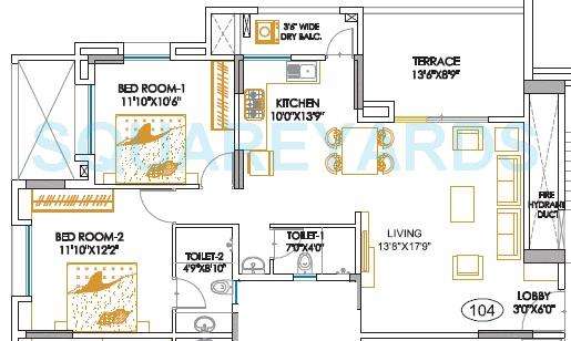 2 BHK 1109 Sq. Ft. Apartment in Teerth Aarohi