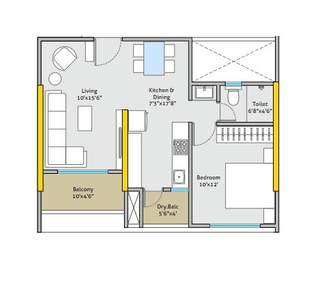 Floor plan of 4 BHK 1500 Sq. Ft. Apartment in Tej Navya, Pune