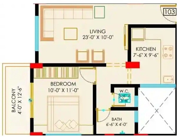 1 BHK 415 Sq. Ft. Apartment