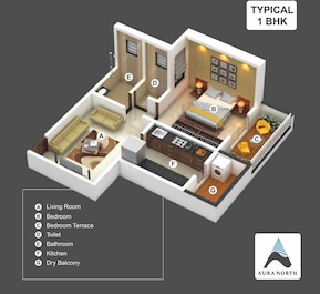 1 BHK 410 Sq. Ft. Apartment in Thakur Aura North