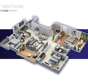 3 BHK 1270 Sq. Ft. Apartment in The Residenteur Rivanta