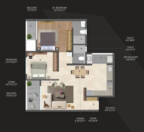 2 BHK 881 Sq. Ft. Apartment in The Silver Altair