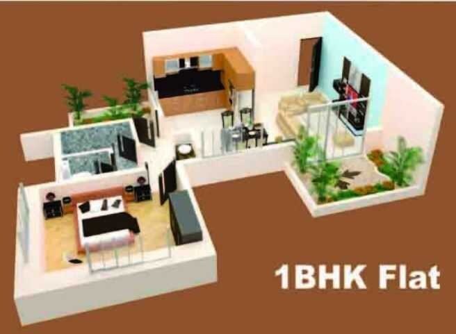 Floor plan of 1 BHK 780 Sq. Ft. Apartment in Tirupati Balaji Lifestyle, Pune