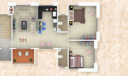 Floor plan of 2 BHK 900 Sq. Ft. Apartment in Townscape Hriday, Pune