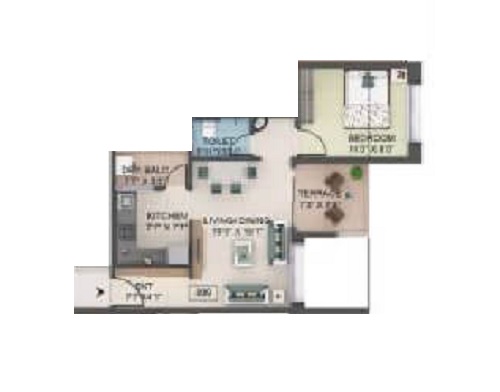 Tranquility Annexe A and B Wing Phase 1 1 BHK Layout