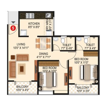  2 BHK Apartment at Triaa Kosmic Kourtyard, Wagholi – for Rent