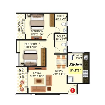  2 BHK Apartment at Triaa Kosmic Kourtyard, Wagholi – for Rent