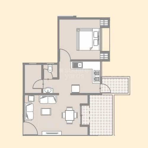 Floor plan of 1 BHK 356 Sq. Ft. Apartment in Triaa Punyavaastu, Pune