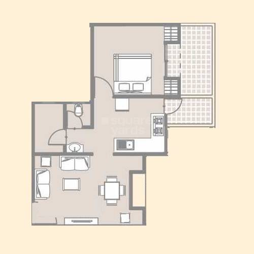 Floor plan of 1 BHK 364 Sq. Ft. Apartment in Triaa Punyavaastu, Pune