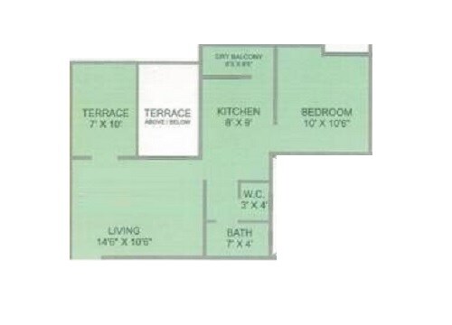 Floor plan of 1 BHK 357 Sq. Ft. Apartment in Trimurti Shiv Park, Pune