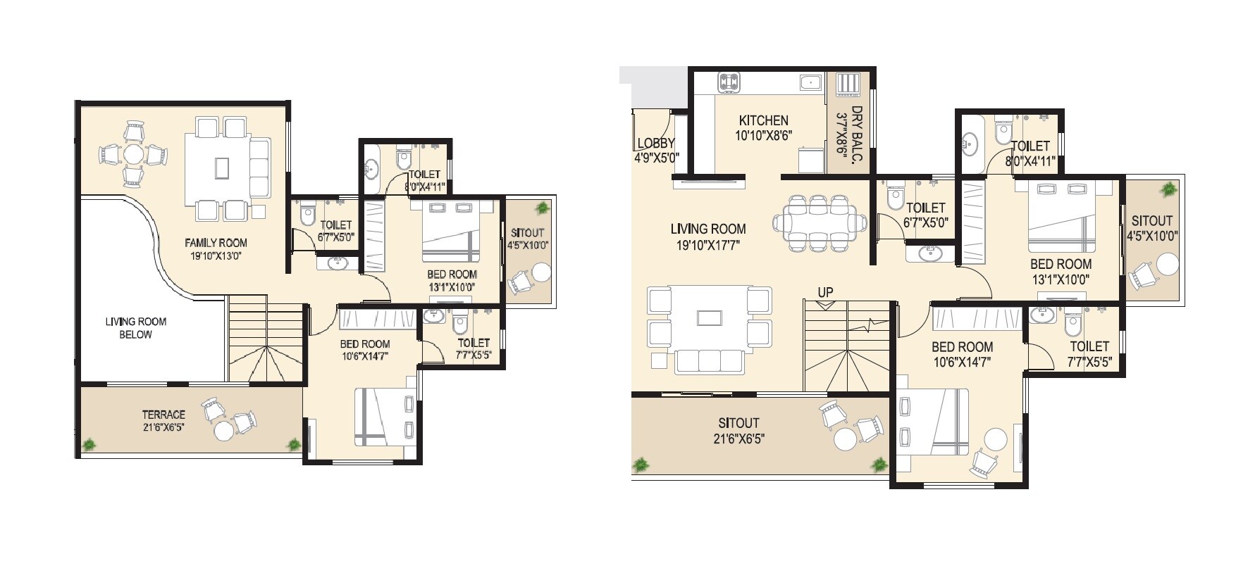 Floor plan of 4 BHK 2159 Sq. Ft. Apartment in Trimurti The Rise, Pune