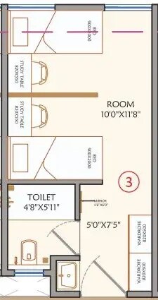 Floor plan of 219 Sq. Ft. Studio in Trio Sync, Pune