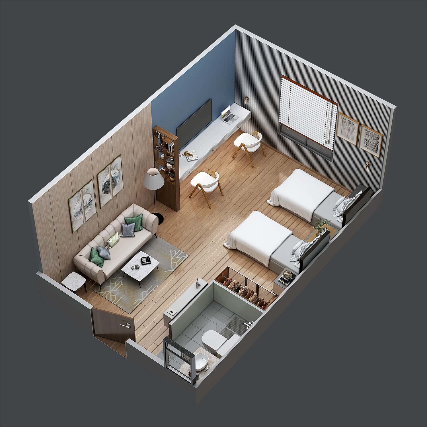 Floor plan of 269 Sq. Ft. Studio in Truspace Premiera, Pune