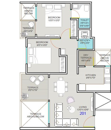 2 BHK 494 Sq. Ft. Apartment