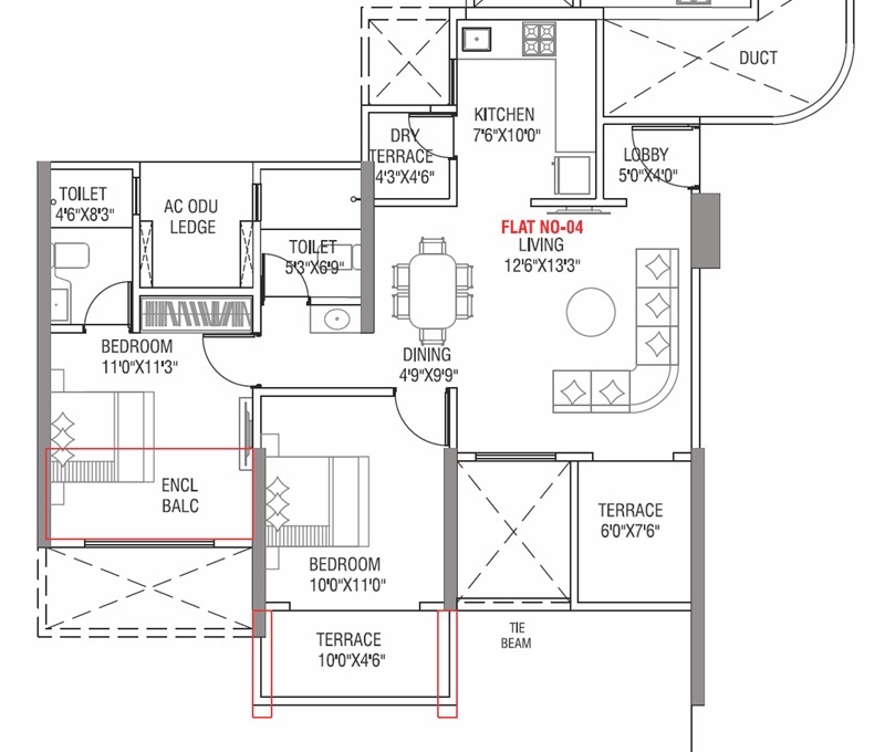 2 BHK 527 Sq. Ft. Apartment in Tulip Infinity World Phase 2
