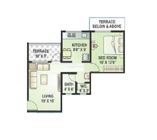 Floor plan of 1 BHK 380 Sq. Ft. Apartment in Tupe Baneshwar Paradise, Pune