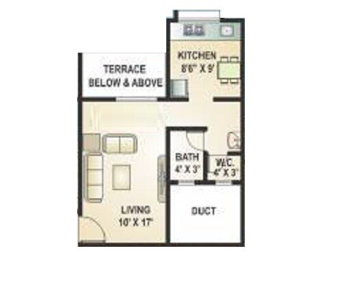 Floor plan of 299 Sq. Ft. Studio in Tupe Baneshwar Paradise, Pune