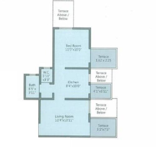 Floor plan of 1 BHK Apartment - 414 sq. ft. in Uma Mangal Shrushti, Pune