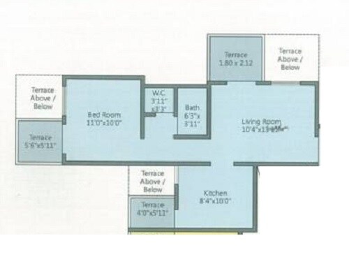 Floor plan of 1 BHK Apartment - 436 sq. ft. in Uma Mangal Shrushti, Pune