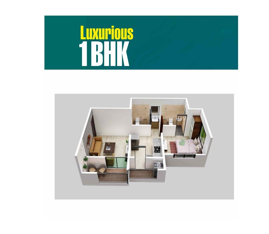 Floor plan of 1 BHK 502 Sq. Ft. Apartment in Umiya Dreams Icon, Pune