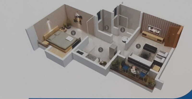 Floor plan of 1 BHK 312 Sq. Ft. Apartment in Unicorn Sai Sankul, Pune