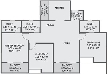  3 BHK Apartment at Unique K City, Keshav Nagar – for Rent