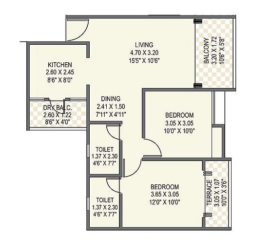 2 BHK 551 Sq. Ft. Apartment in Unique Legacy