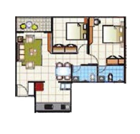Floor plan of 2 BHK 664 Sq. Ft. Apartment in Unique Legacy Royale, Pune