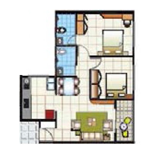 Floor plan of 2 BHK 698 Sq. Ft. Apartment in Unique Legacy Royale, Pune
