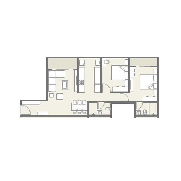 2 BHK 865 Sq. Ft. Apartment