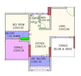 1 BHK 417 Sq. Ft. Apartment