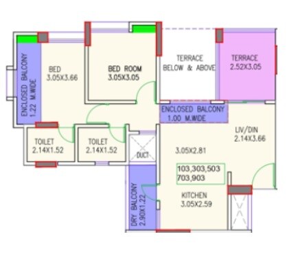 2 BHK 519 Sq. Ft. Apartment