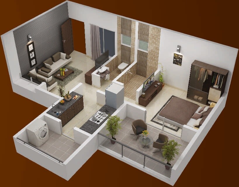 Floor plan of 1 BHK 700 Sq. Ft. Apartment in Urban  Castle Royale, Pune