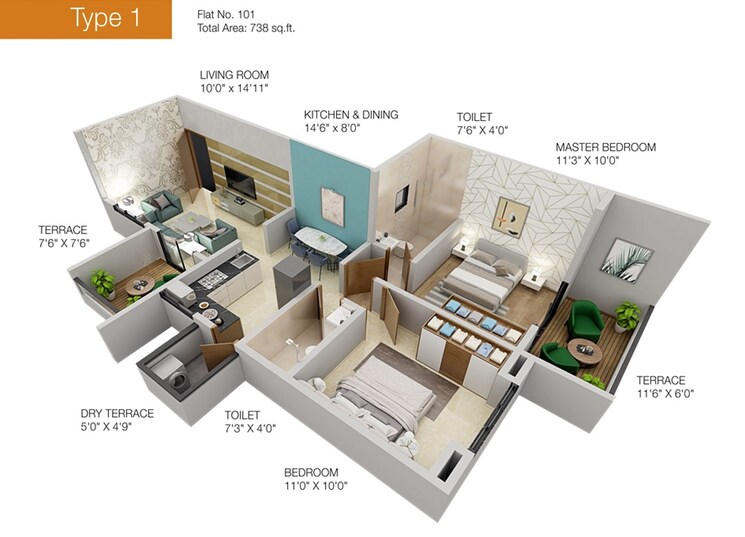 Other, urban-skyline-phase-1 2 Bedroom 802 Sq.Ft. Apartment In Ravet Pune 8915165