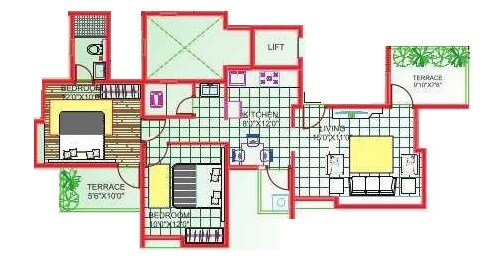 2 BHK 972 Sq. Ft. Apartment