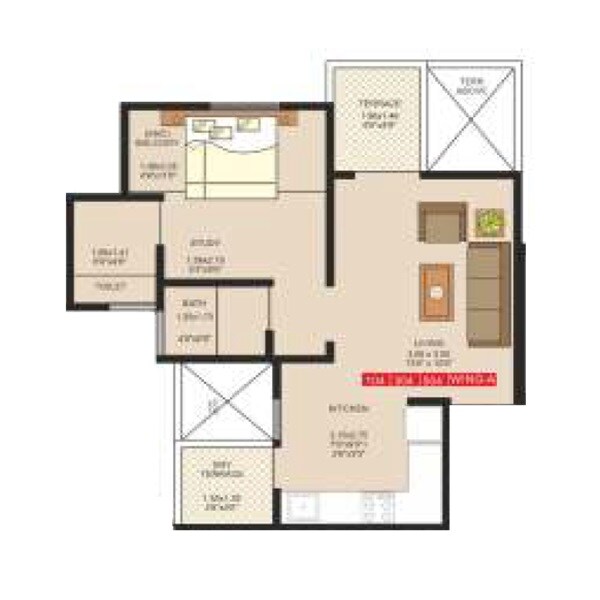 Floor plan of 1 BHK 327 Sq. Ft. Apartment in Urbania Mangalam, Pune