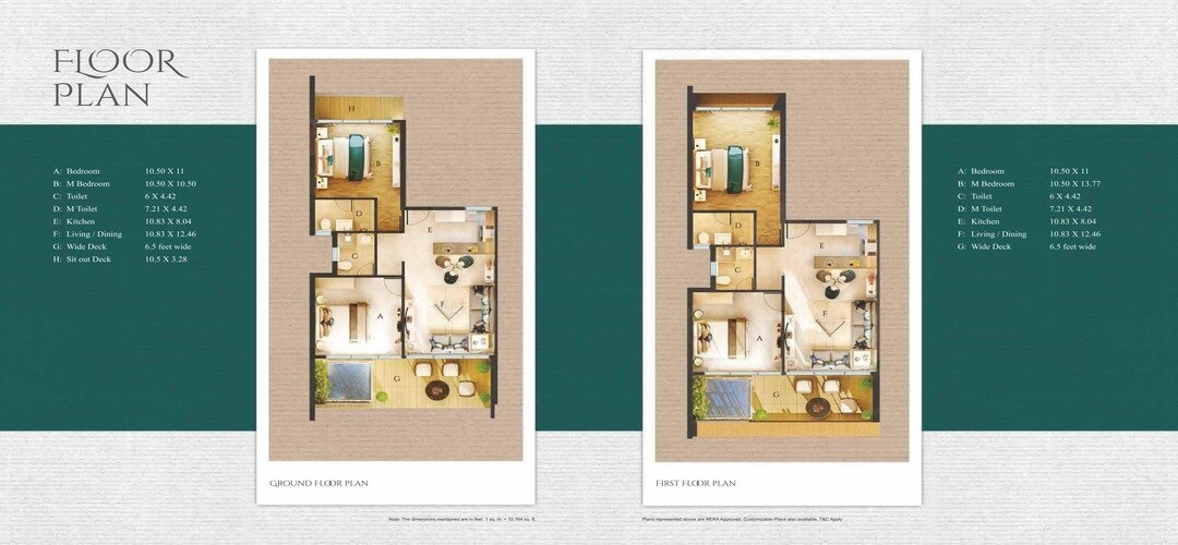 Floor plan of 4 BHK 1309 Sq. Ft. Row House in US Residency, Pune