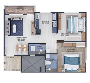 2 BHK 602 Sq. Ft. Apartment in Uttam Luxuria