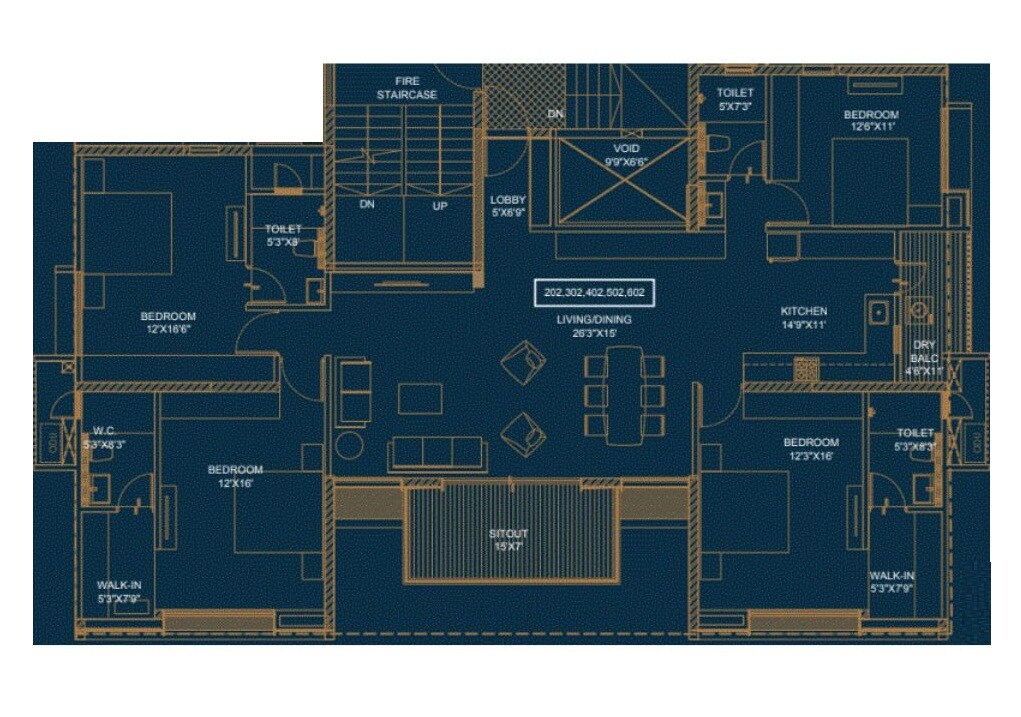 Floor plan of 3 BHK 1879 Sq. Ft. Apartment in V Mond Verista, Pune