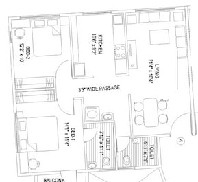 2 BHK 982 Sq. Ft. Apartment in Vaastu Heights