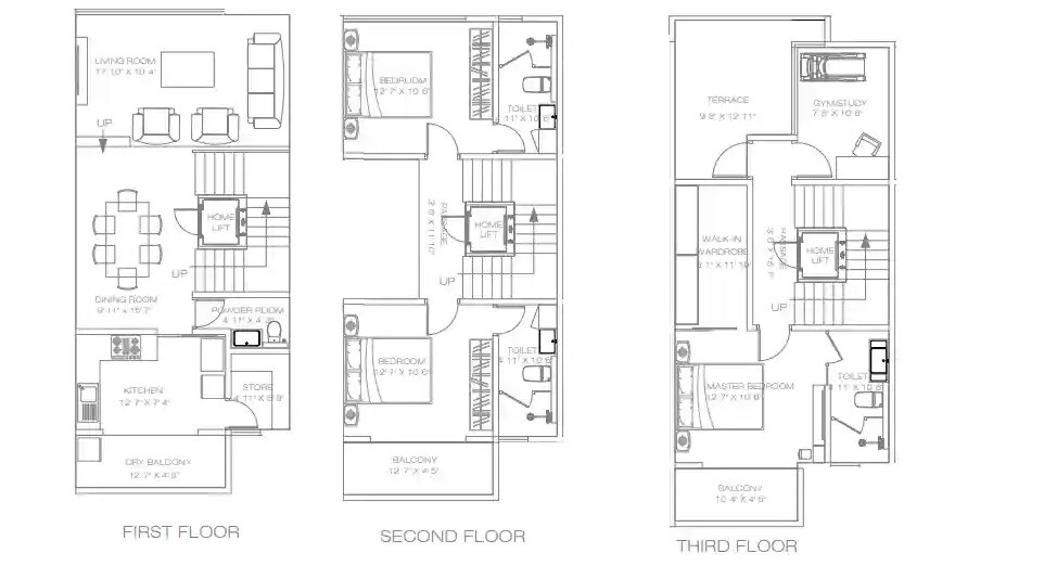 Floor plan of 4 BHK 1907 Sq. Ft. Villa in Vaidehi Villas, Pune