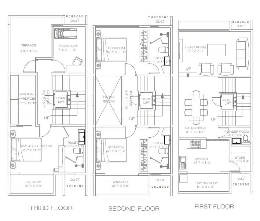 Floor plan of 4 BHK 1790 Sq. Ft. Villa in Vaidehi Villas, Pune