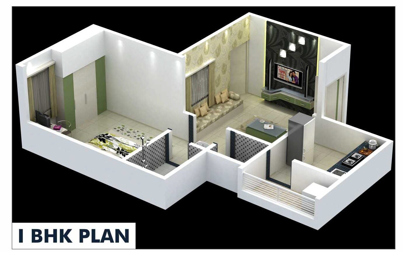 Floor plan of 272 Sq. Ft. Studio in Vaishnavi City Phase II, Pune