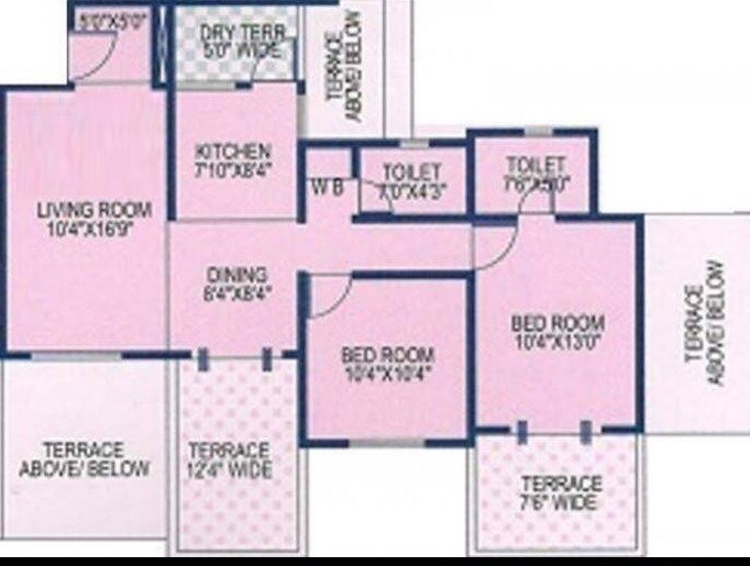 Floor plan of 2 BHK 982 Sq. Ft. Apartment in Vaishnavi Sahil Vighnesh, Pune